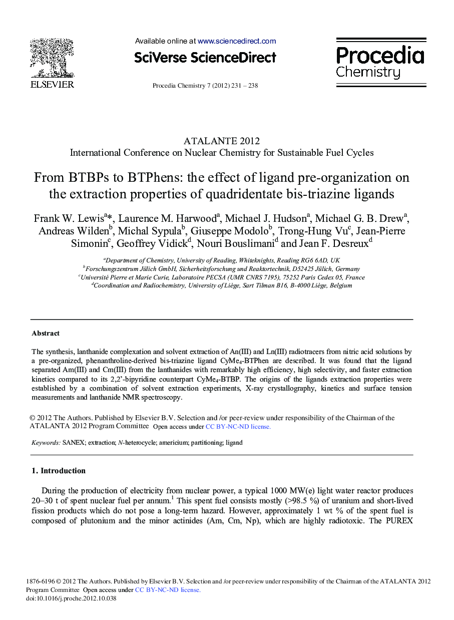 From BTBPs to BTPhens: The Effect of Ligand Pre-Organization on the Extraction Properties of Quadridentate Bis-Triazine Ligands 