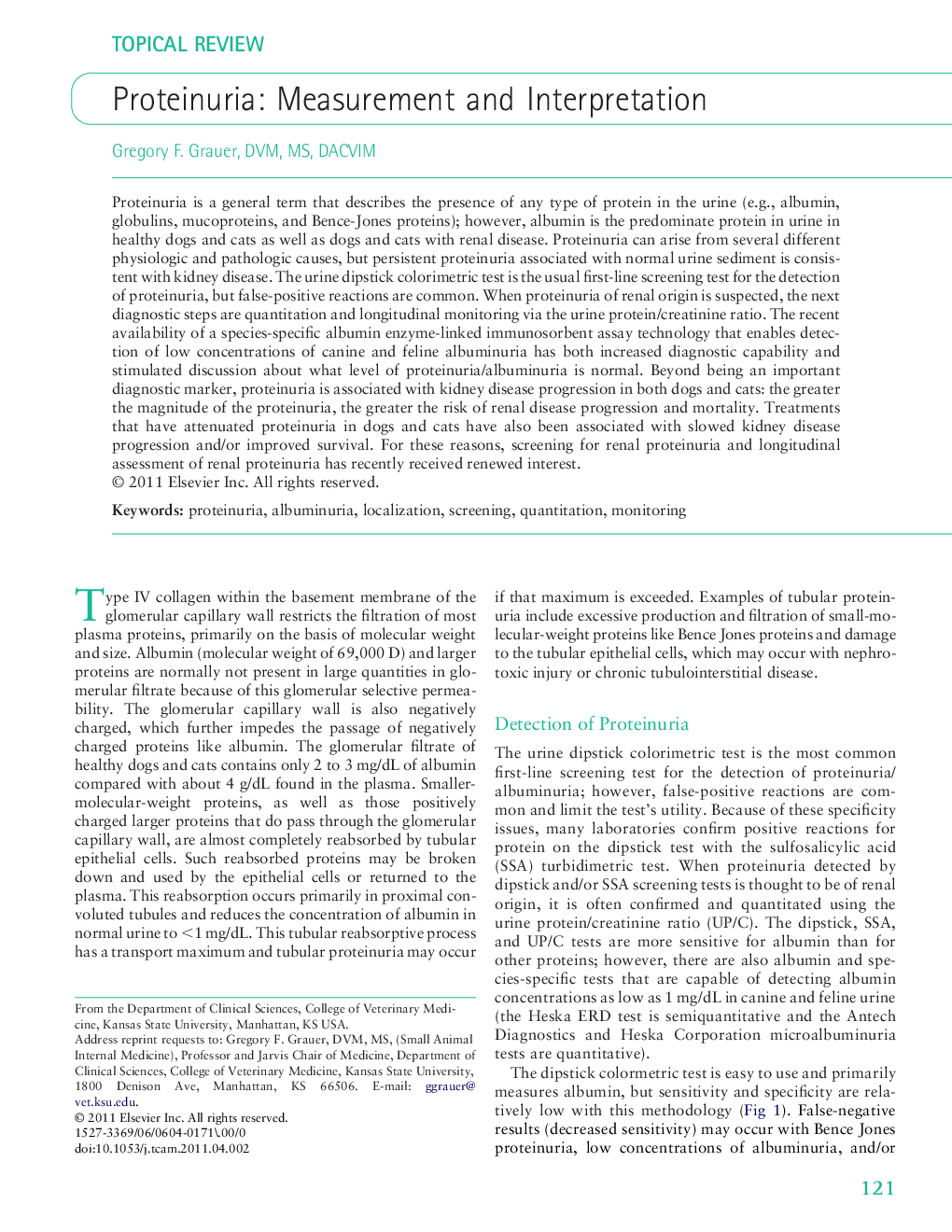 Proteinuria: Measurement and Interpretation