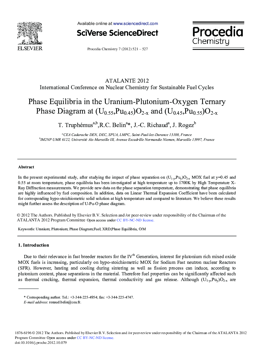 Phase Equilibria in the Uranium-Plutonium-Oxygen Ternary Phase Diagram at (U0.55,Pu0.45)O2-x and (U0.45,Pu0.55)O2-x