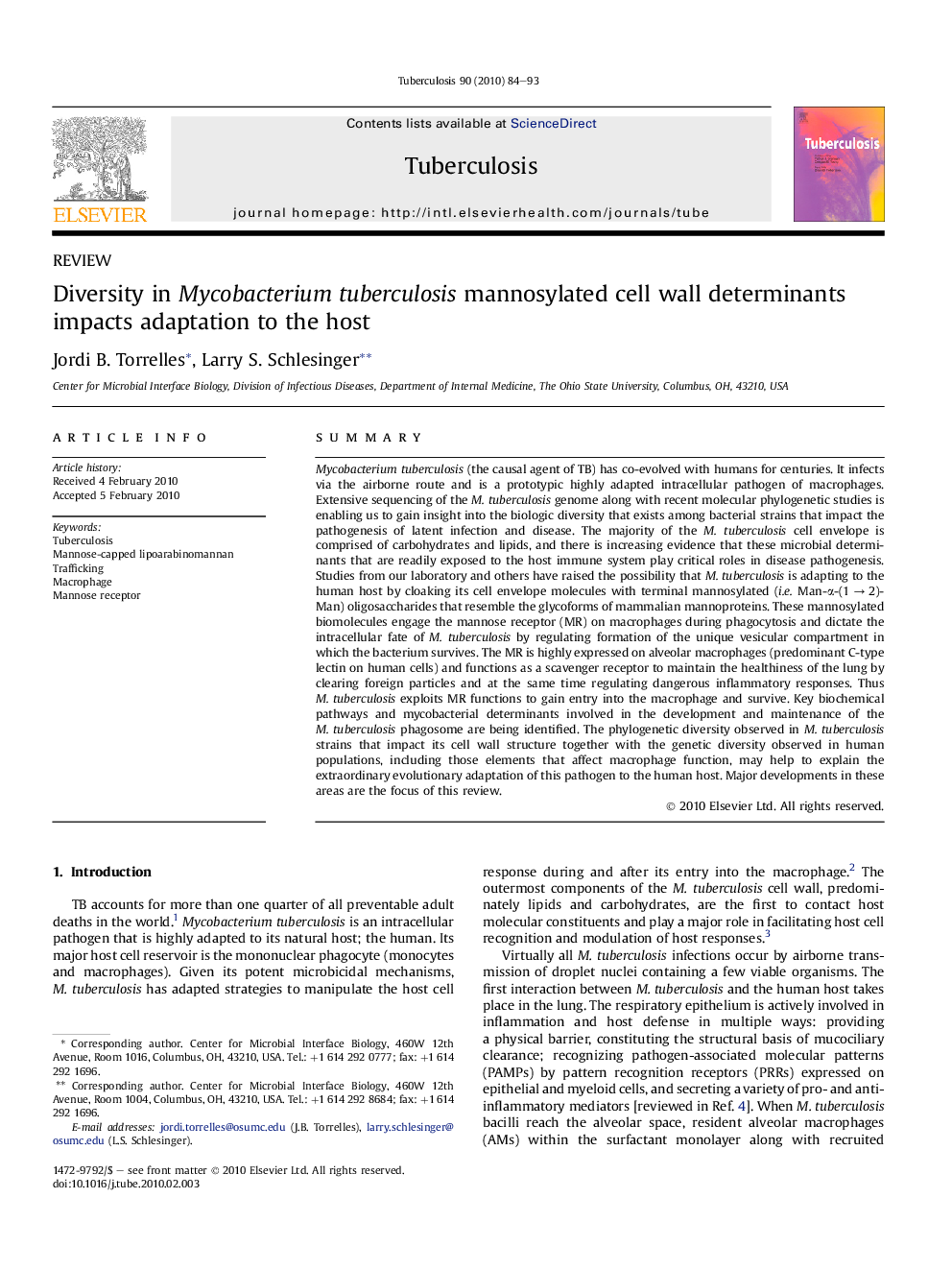 Diversity in Mycobacterium tuberculosis mannosylated cell wall determinants impacts adaptation to the host