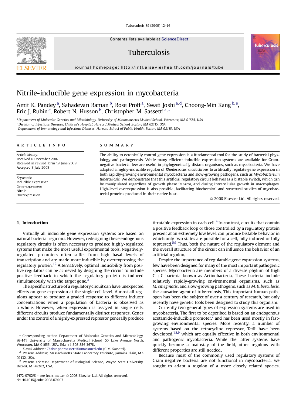 Nitrile-inducible gene expression in mycobacteria