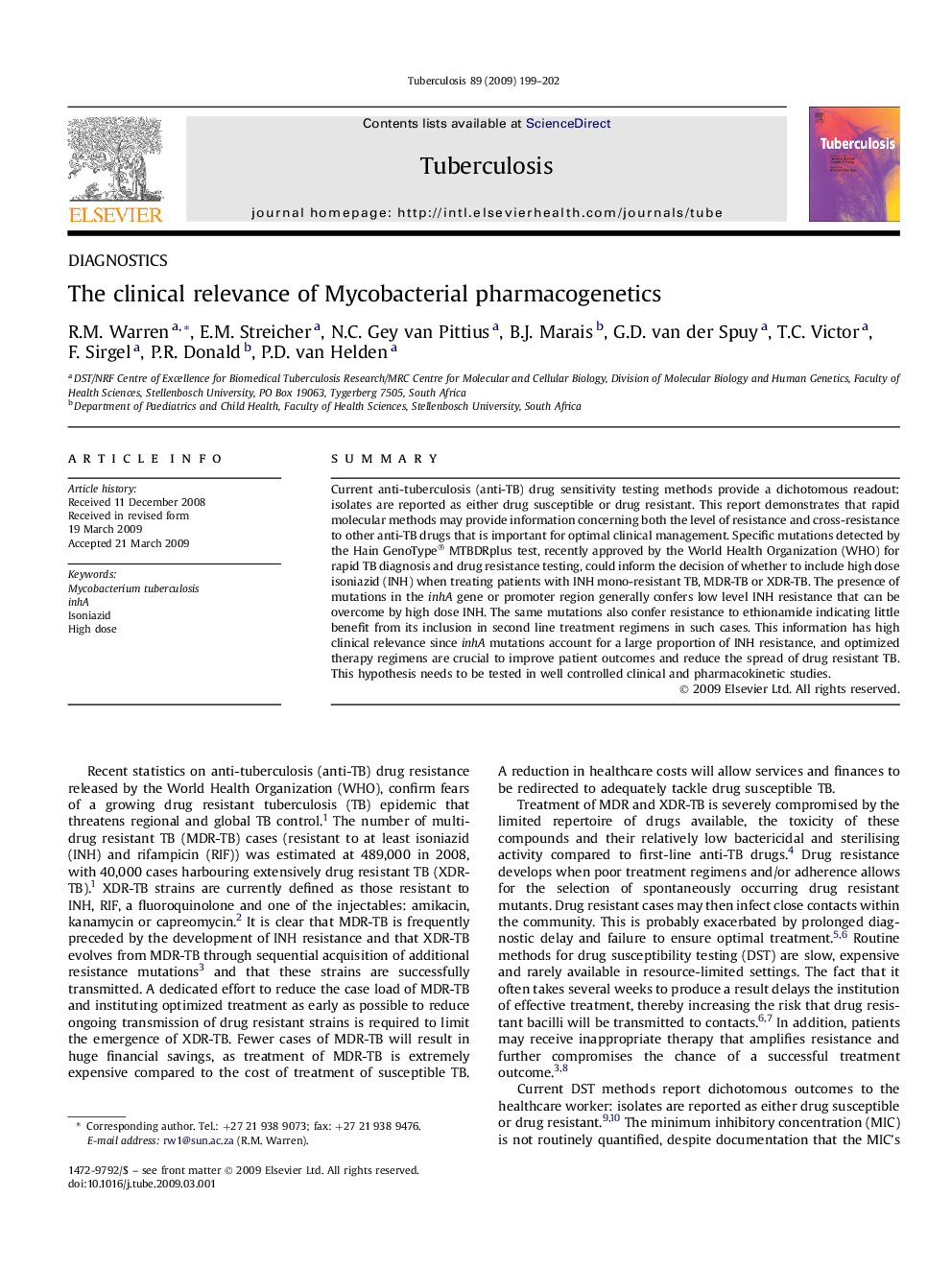 The clinical relevance of Mycobacterial pharmacogenetics