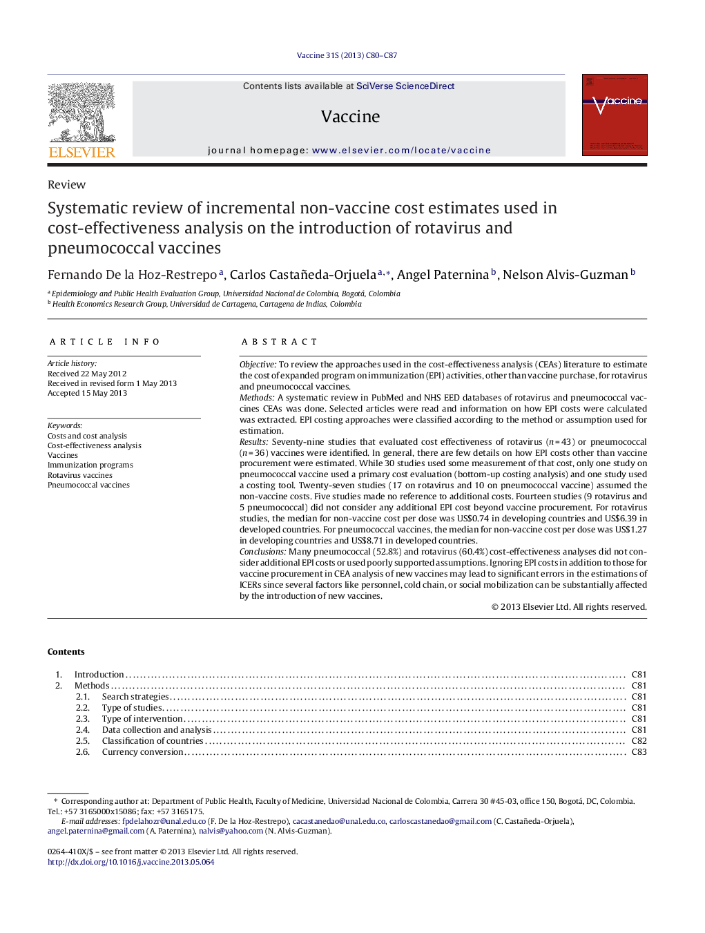 Systematic review of incremental non-vaccine cost estimates used in cost-effectiveness analysis on the introduction of rotavirus and pneumococcal vaccines