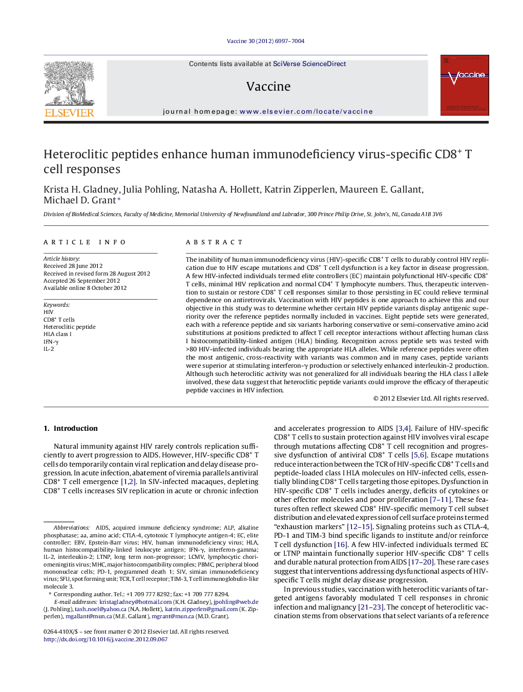 Heteroclitic peptides enhance human immunodeficiency virus-specific CD8+ T cell responses