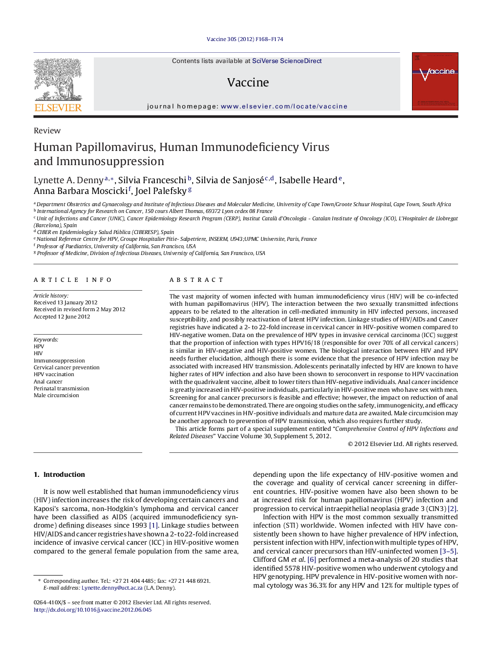 Human Papillomavirus, Human Immunodeficiency Virus and Immunosuppression