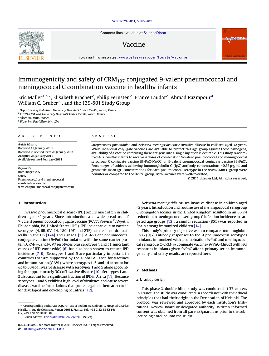 Immunogenicity and safety of CRM197 conjugated 9-valent pneumococcal and meningococcal C combination vaccine in healthy infants