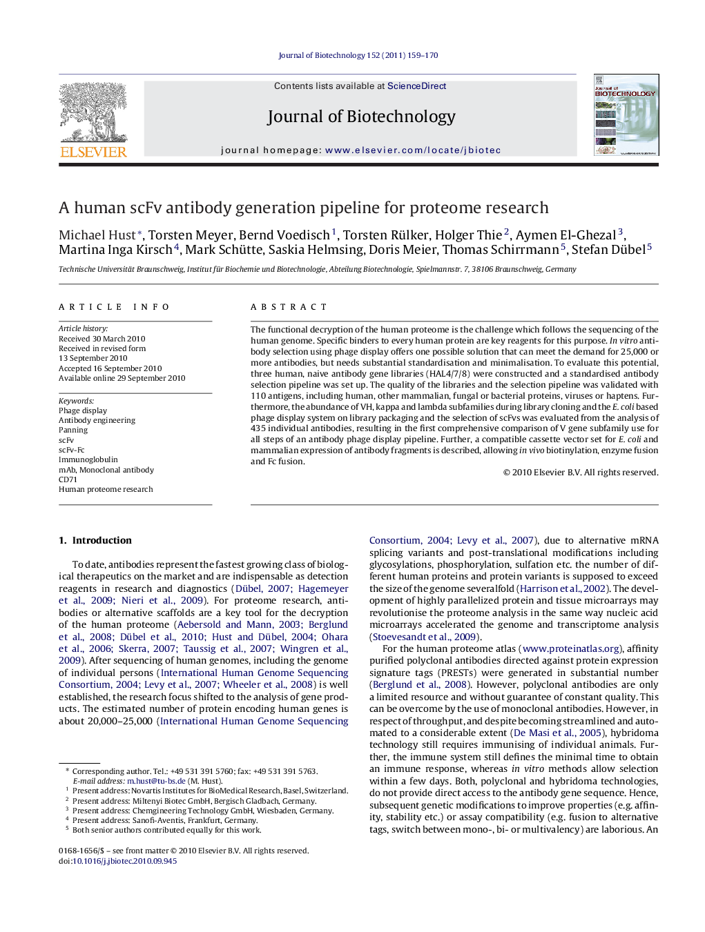 A human scFv antibody generation pipeline for proteome research