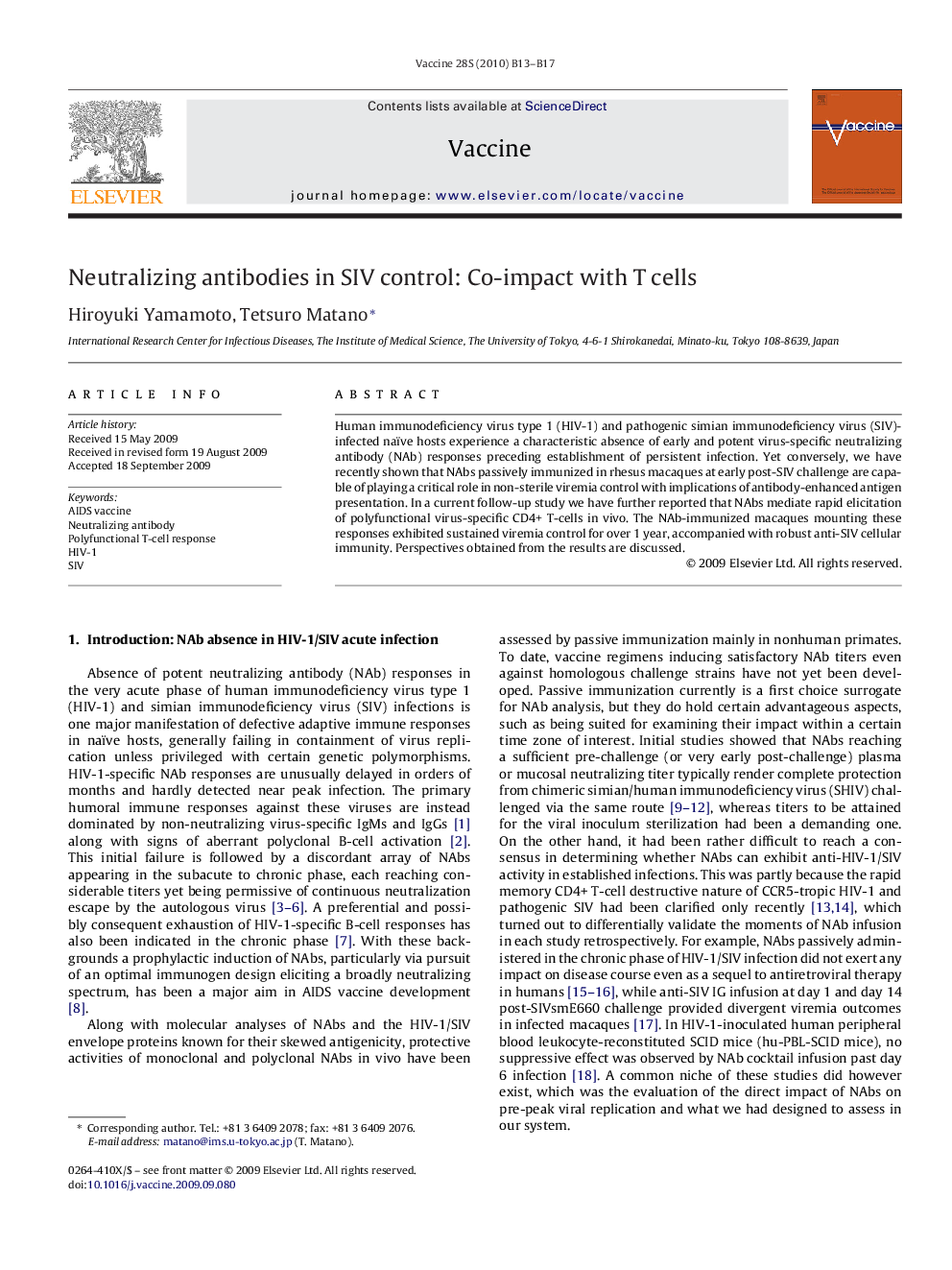 Neutralizing antibodies in SIV control: Co-impact with T cells