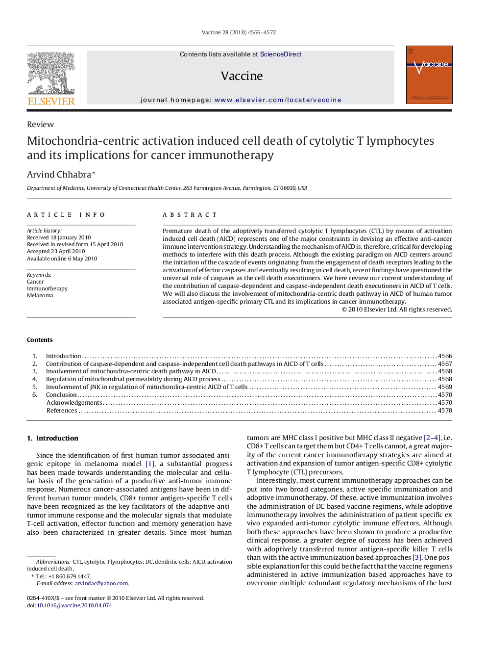 Mitochondria-centric activation induced cell death of cytolytic T lymphocytes and its implications for cancer immunotherapy