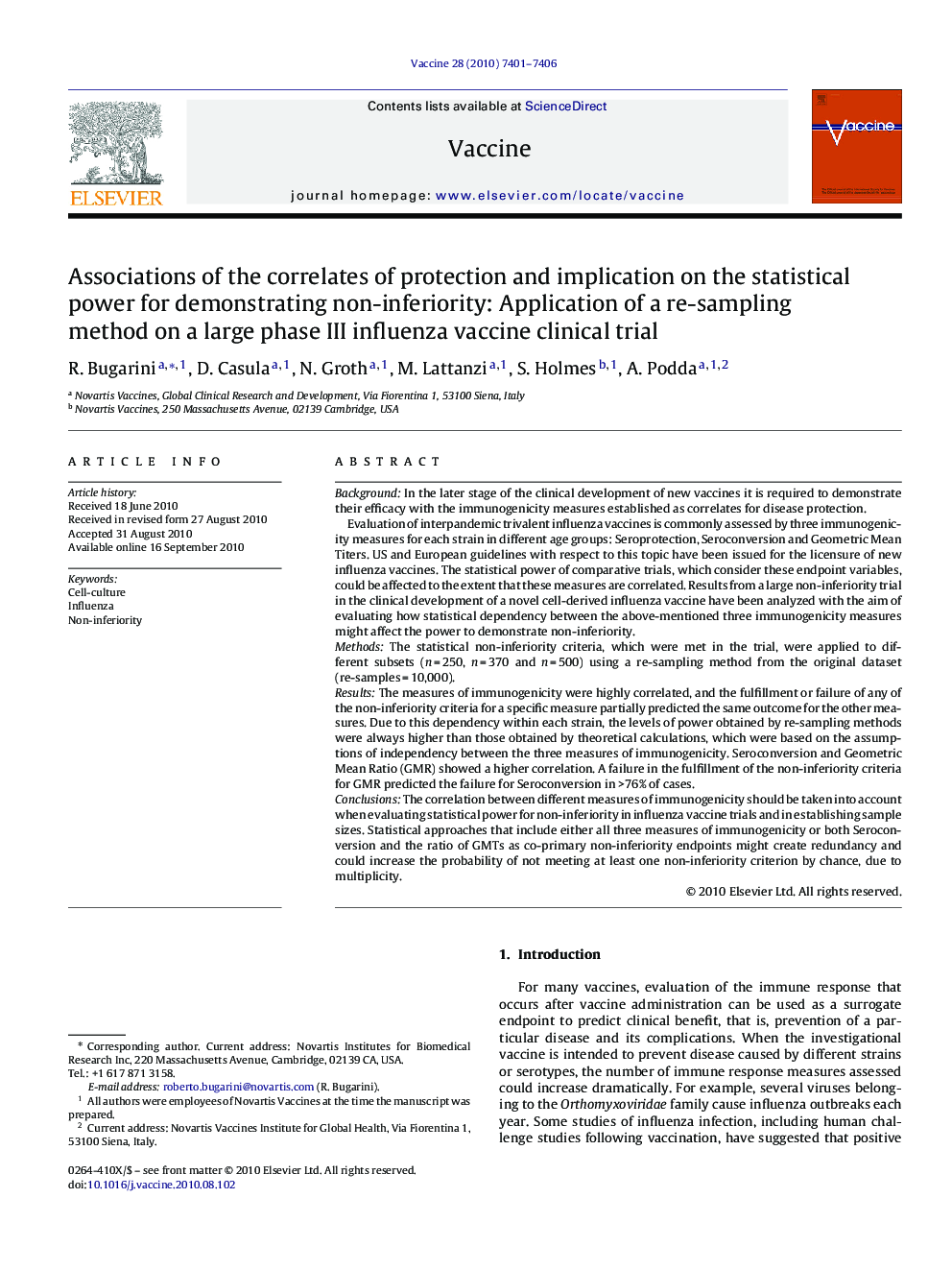 Associations of the correlates of protection and implication on the statistical power for demonstrating non-inferiority: Application of a re-sampling method on a large phase III influenza vaccine clinical trial