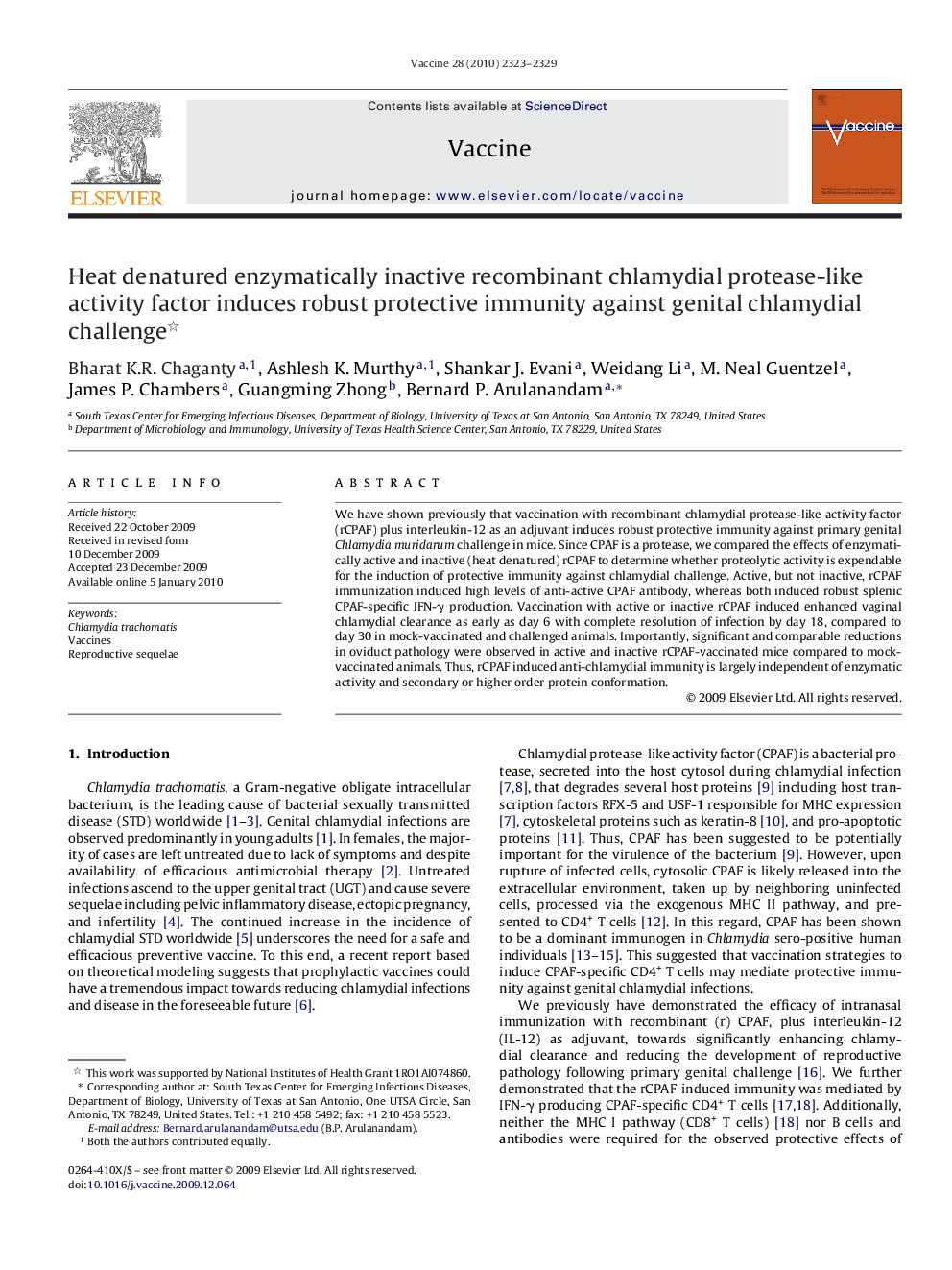 Heat denatured enzymatically inactive recombinant chlamydial protease-like activity factor induces robust protective immunity against genital chlamydial challenge 