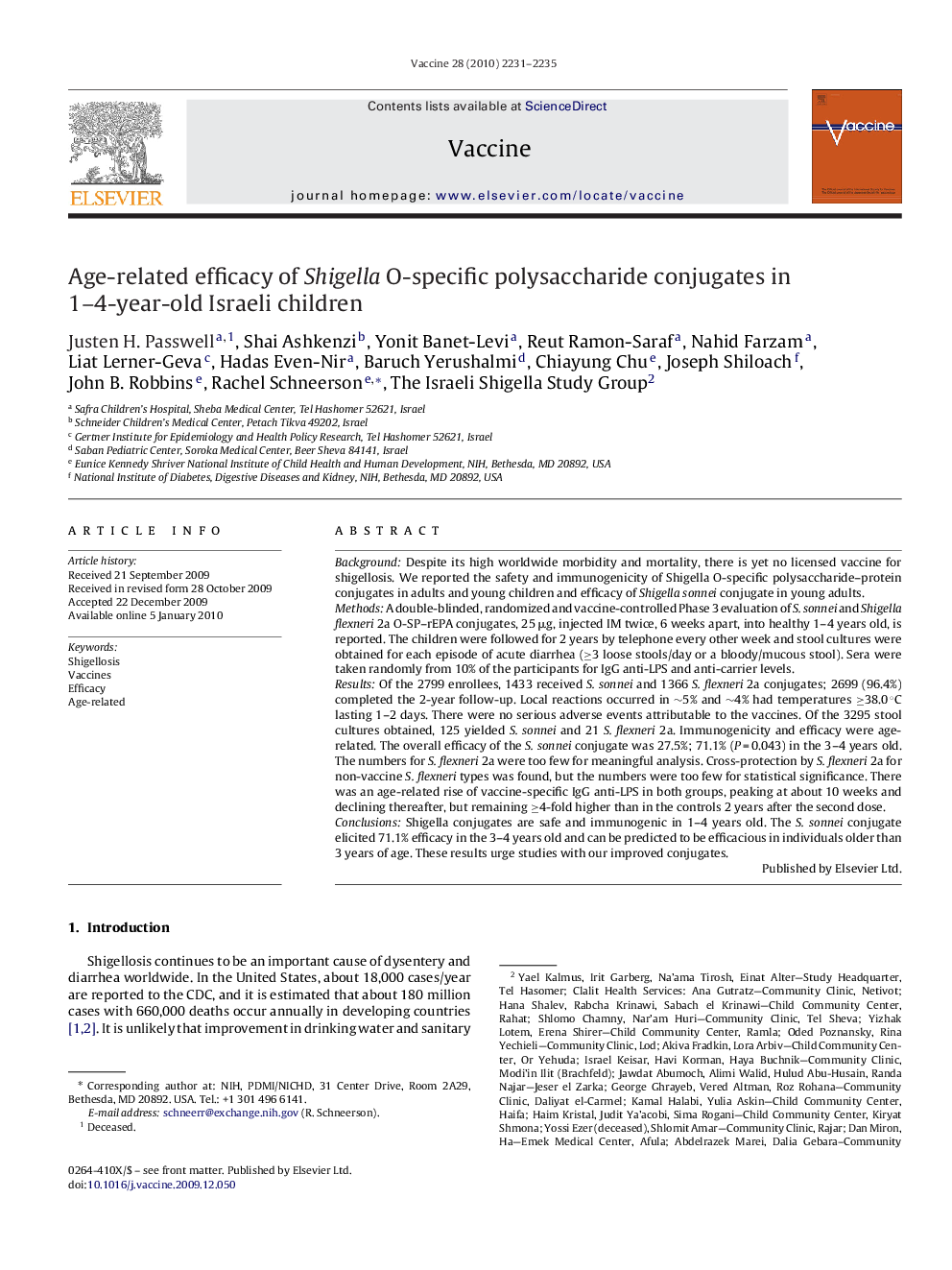 Age-related efficacy of Shigella O-specific polysaccharide conjugates in 1–4-year-old Israeli children