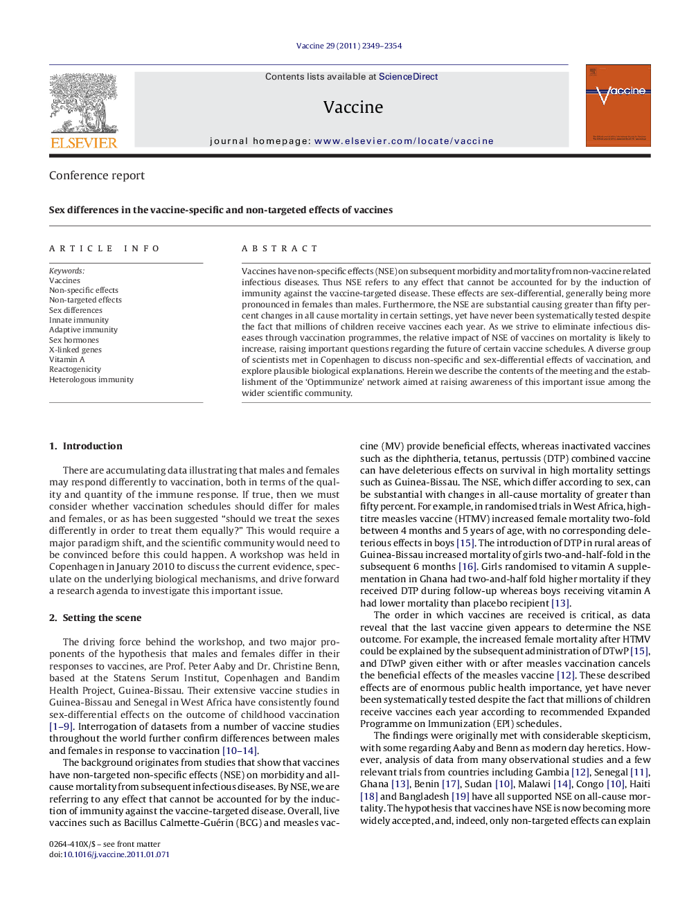 Sex differences in the vaccine-specific and non-targeted effects of vaccines