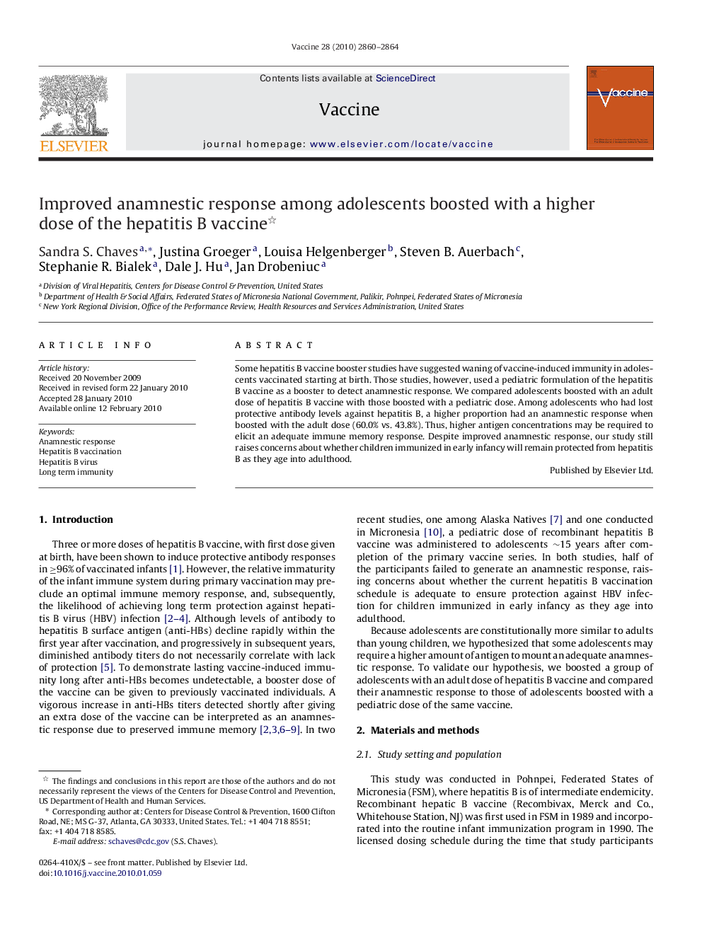 Improved anamnestic response among adolescents boosted with a higher dose of the hepatitis B vaccine 