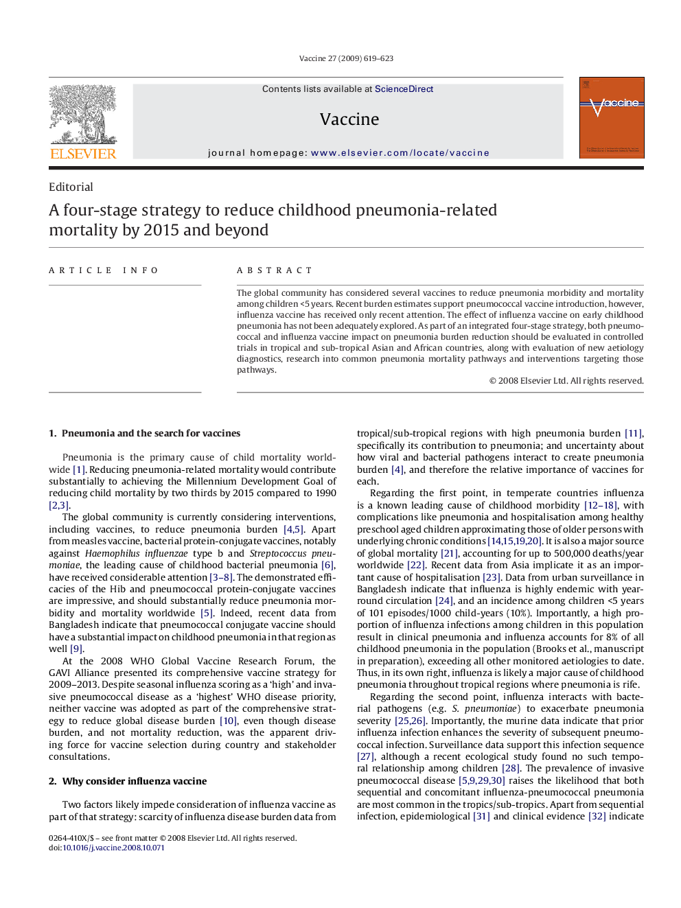 A four-stage strategy to reduce childhood pneumonia-related mortality by 2015 and beyond