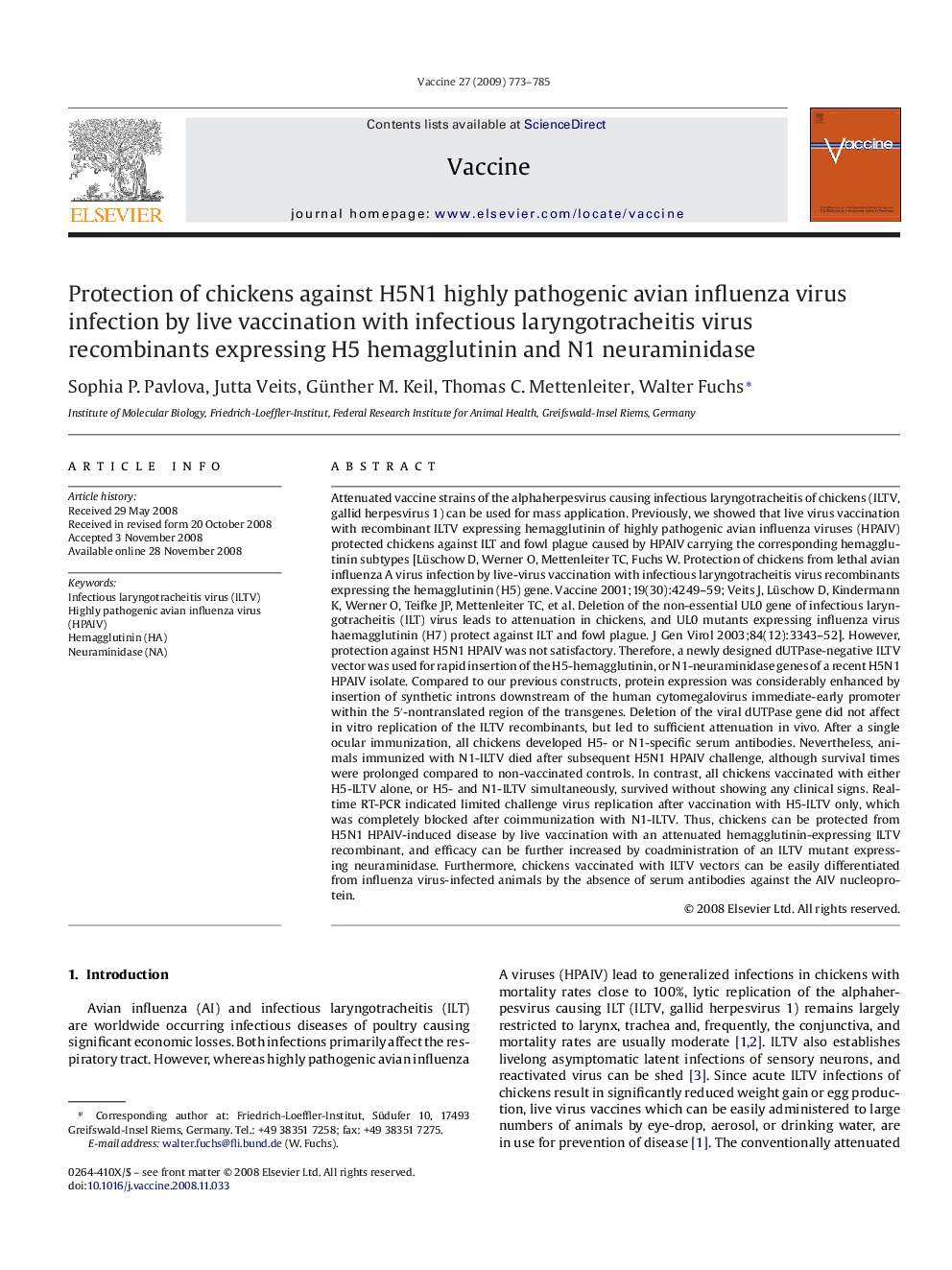 Protection of chickens against H5N1 highly pathogenic avian influenza virus infection by live vaccination with infectious laryngotracheitis virus recombinants expressing H5 hemagglutinin and N1 neuraminidase