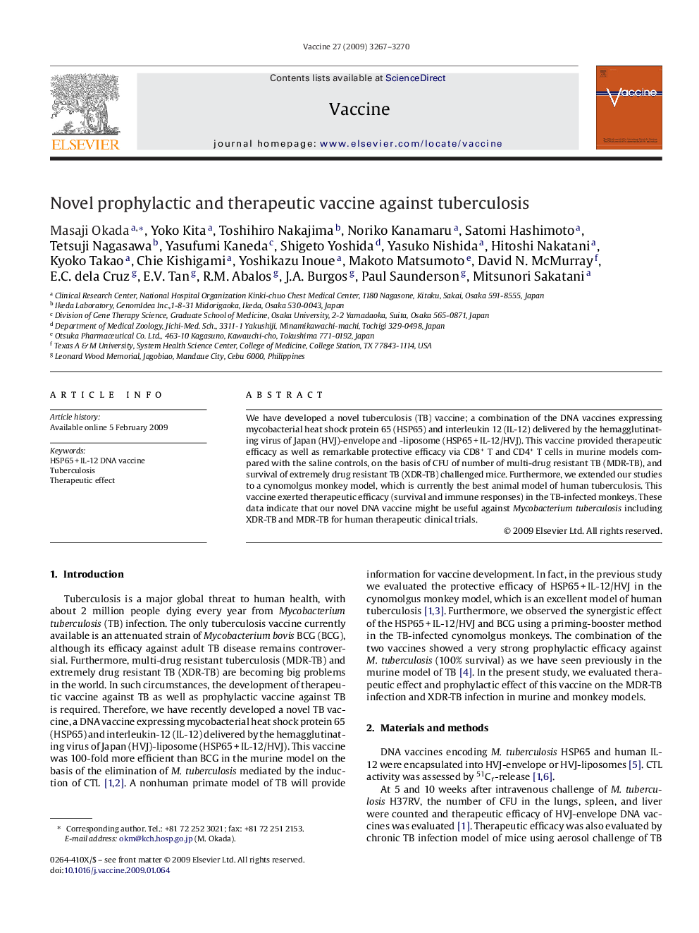 Novel prophylactic and therapeutic vaccine against tuberculosis