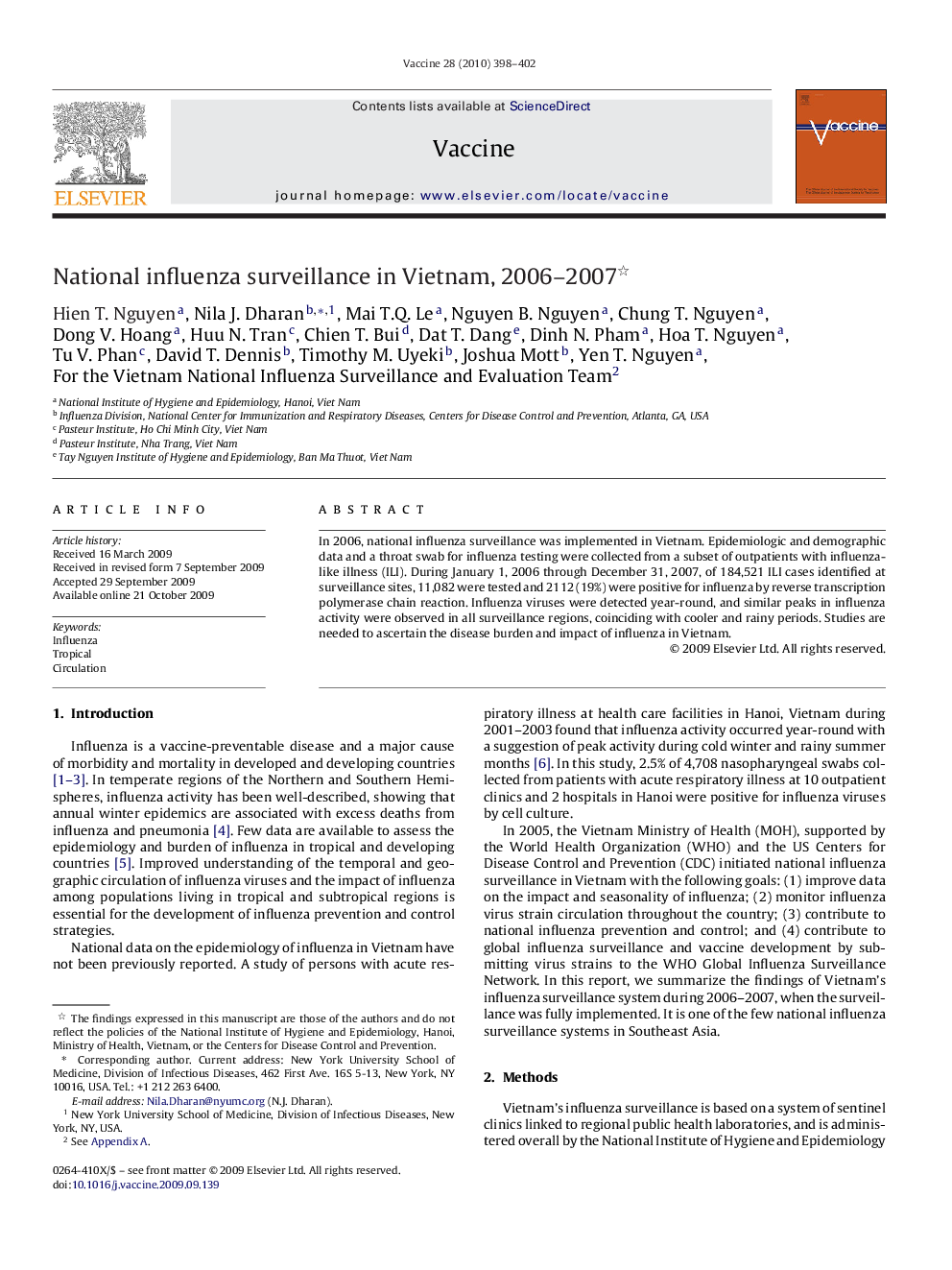 National influenza surveillance in Vietnam, 2006–2007 