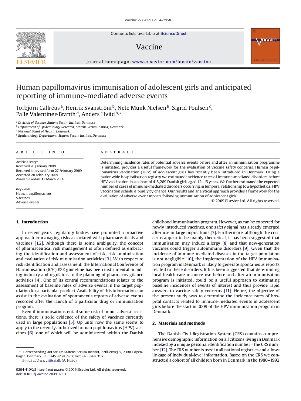 Human papillomavirus immunisation of adolescent girls and anticipated reporting of immune-mediated adverse events