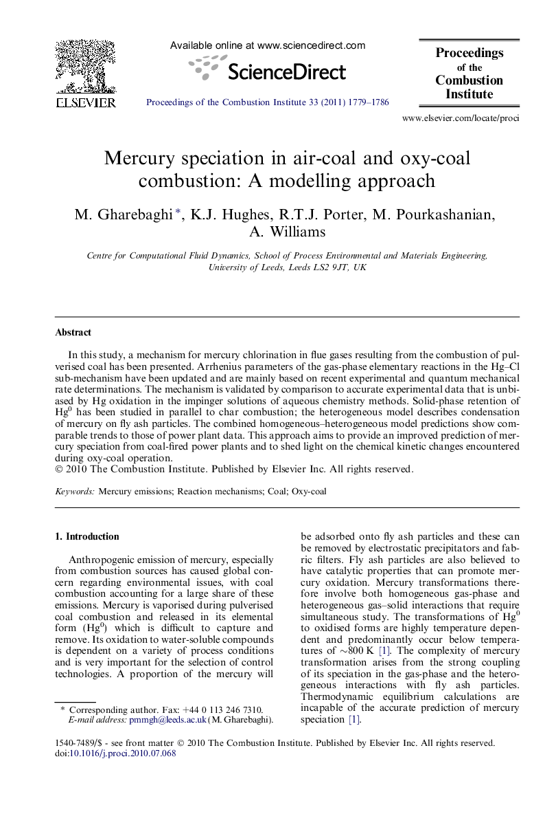Mercury speciation in air-coal and oxy-coal combustion: A modelling approach