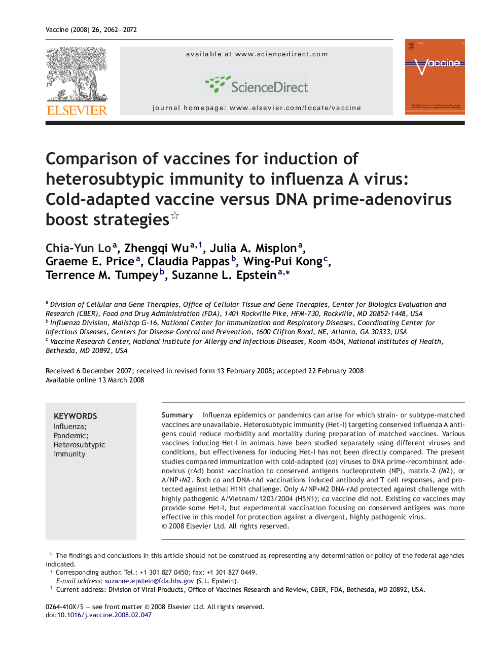 Comparison of vaccines for induction of heterosubtypic immunity to influenza A virus: Cold-adapted vaccine versus DNA prime-adenovirus boost strategies 