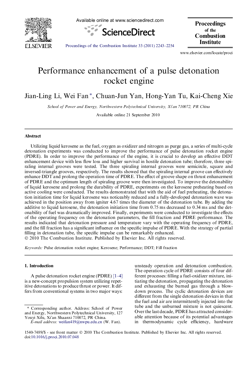 Performance enhancement of a pulse detonation rocket engine