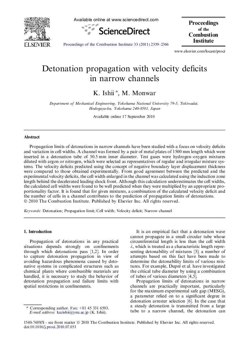 Detonation propagation with velocity deficits in narrow channels