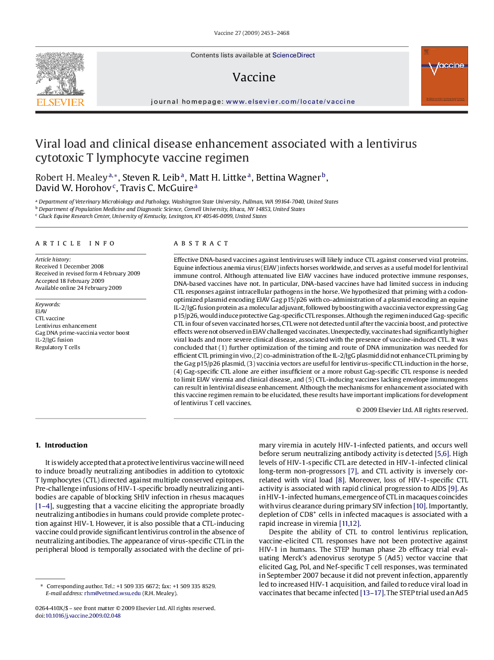 Viral load and clinical disease enhancement associated with a lentivirus cytotoxic T lymphocyte vaccine regimen