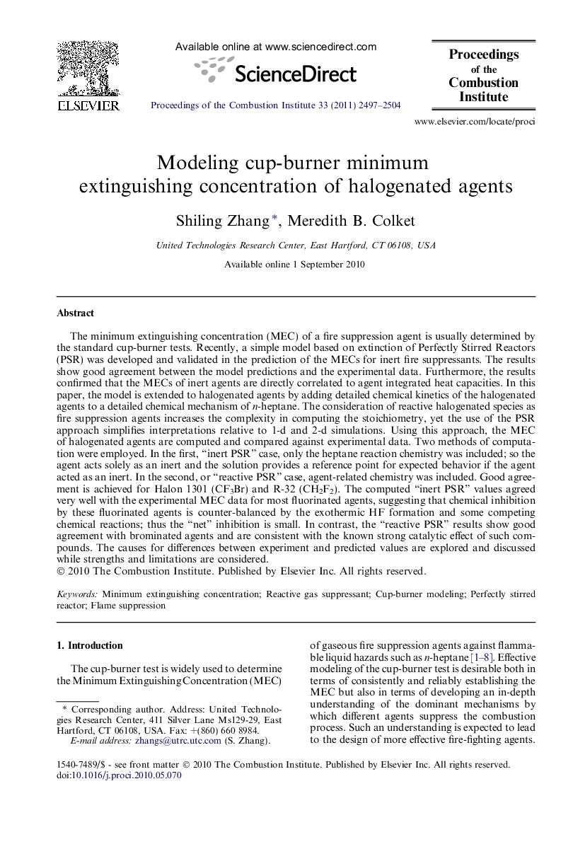 Modeling cup-burner minimum extinguishing concentration of halogenated agents