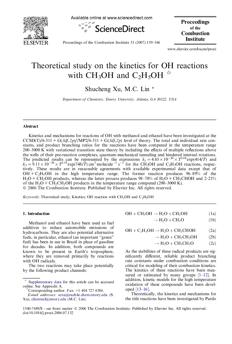 Theoretical study on the kinetics for OH reactions with CH3OH and C2H5OH 