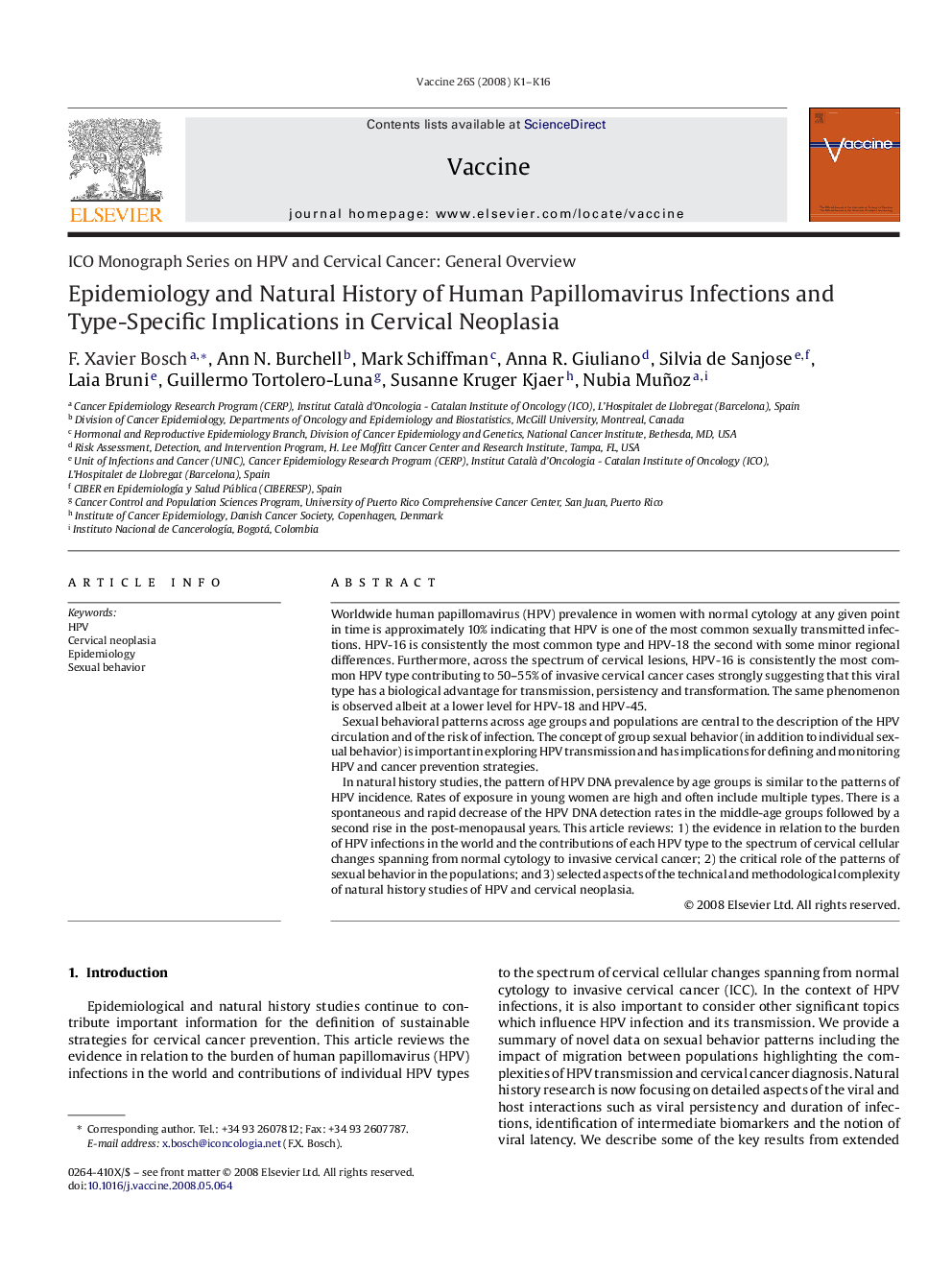 Epidemiology and Natural History of Human Papillomavirus Infections and Type-Specific Implications in Cervical Neoplasia