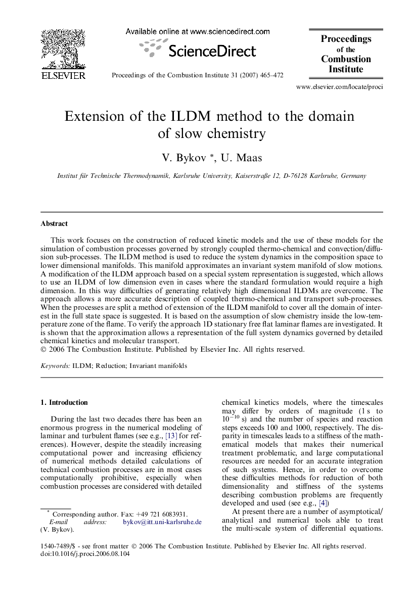 Extension of the ILDM method to the domain of slow chemistry