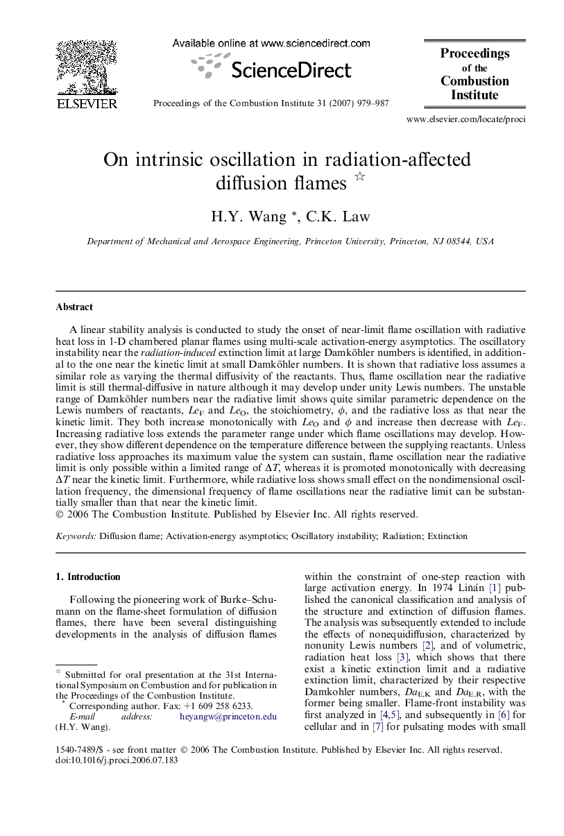 On intrinsic oscillation in radiation-affected diffusion flames 