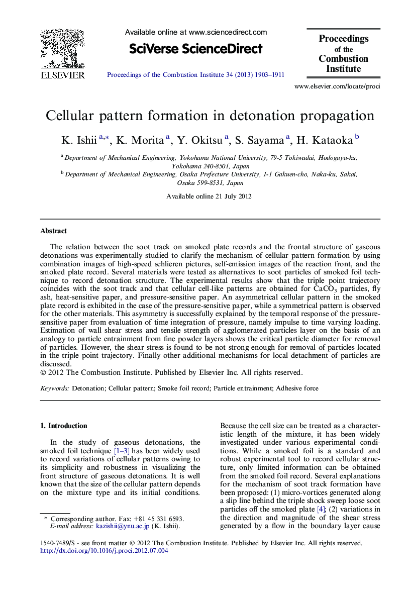Cellular pattern formation in detonation propagation