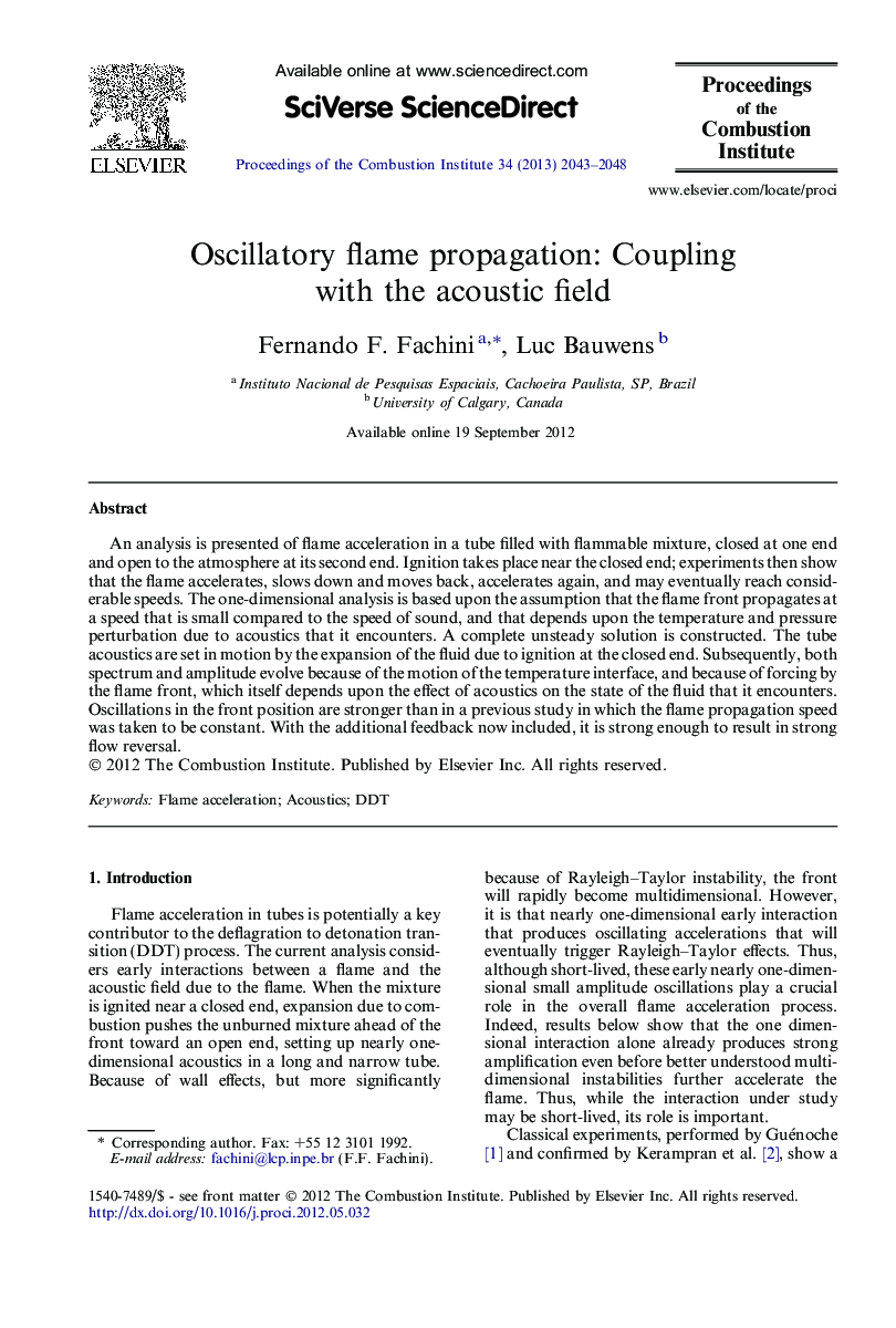 Oscillatory flame propagation: Coupling with the acoustic field