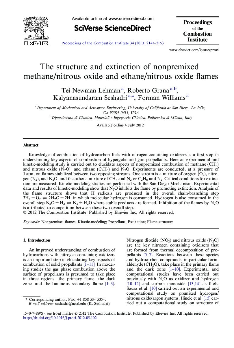 The structure and extinction of nonpremixed methane/nitrous oxide and ethane/nitrous oxide flames