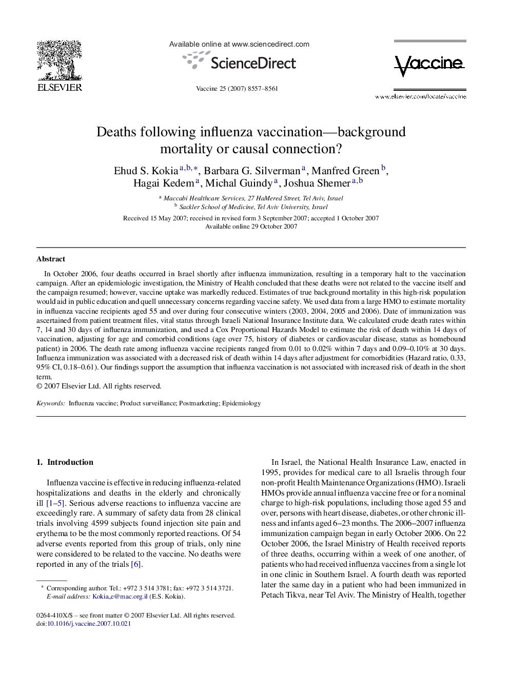 Deaths following influenza vaccination—background mortality or causal connection?