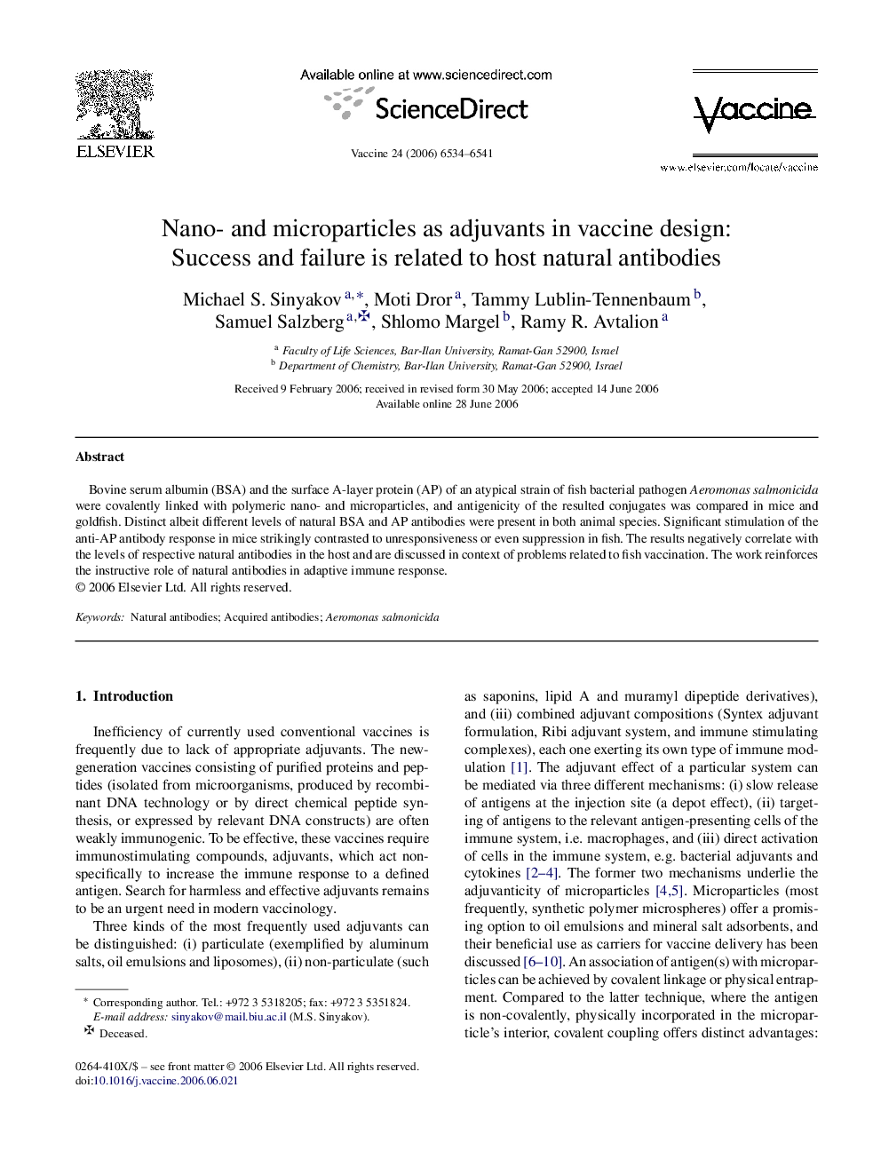 Nano- and microparticles as adjuvants in vaccine design: Success and failure is related to host natural antibodies