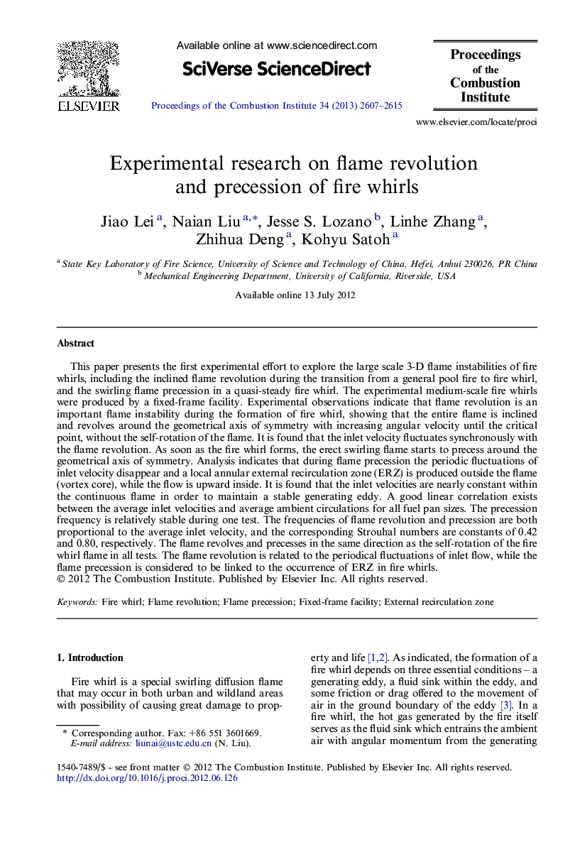 Experimental research on flame revolution and precession of fire whirls