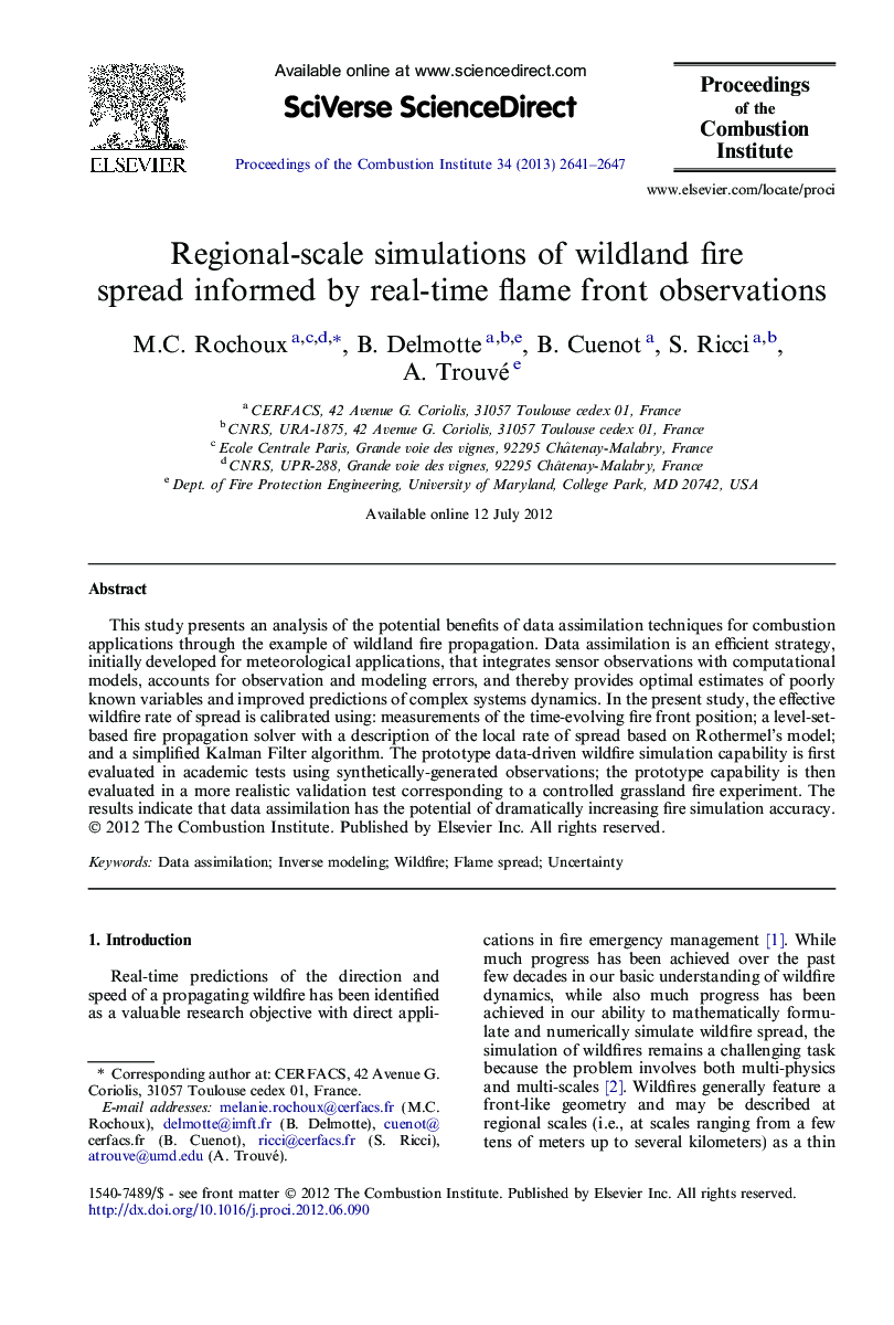 Regional-scale simulations of wildland fire spread informed by real-time flame front observations