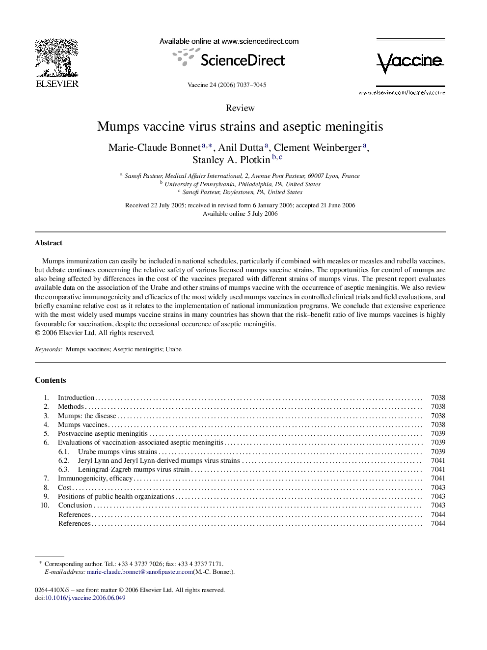 Mumps vaccine virus strains and aseptic meningitis