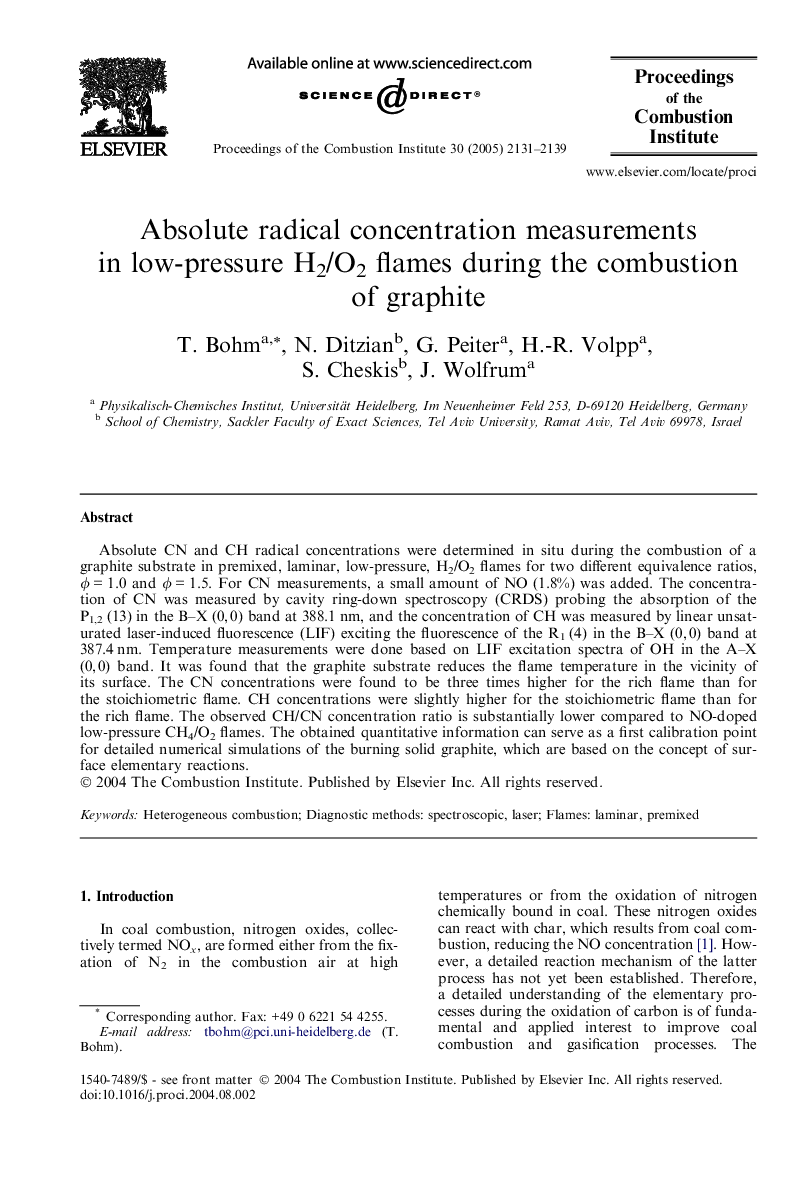 Absolute radical concentration measurements in low-pressure H2/O2 flames during the combustion of graphite