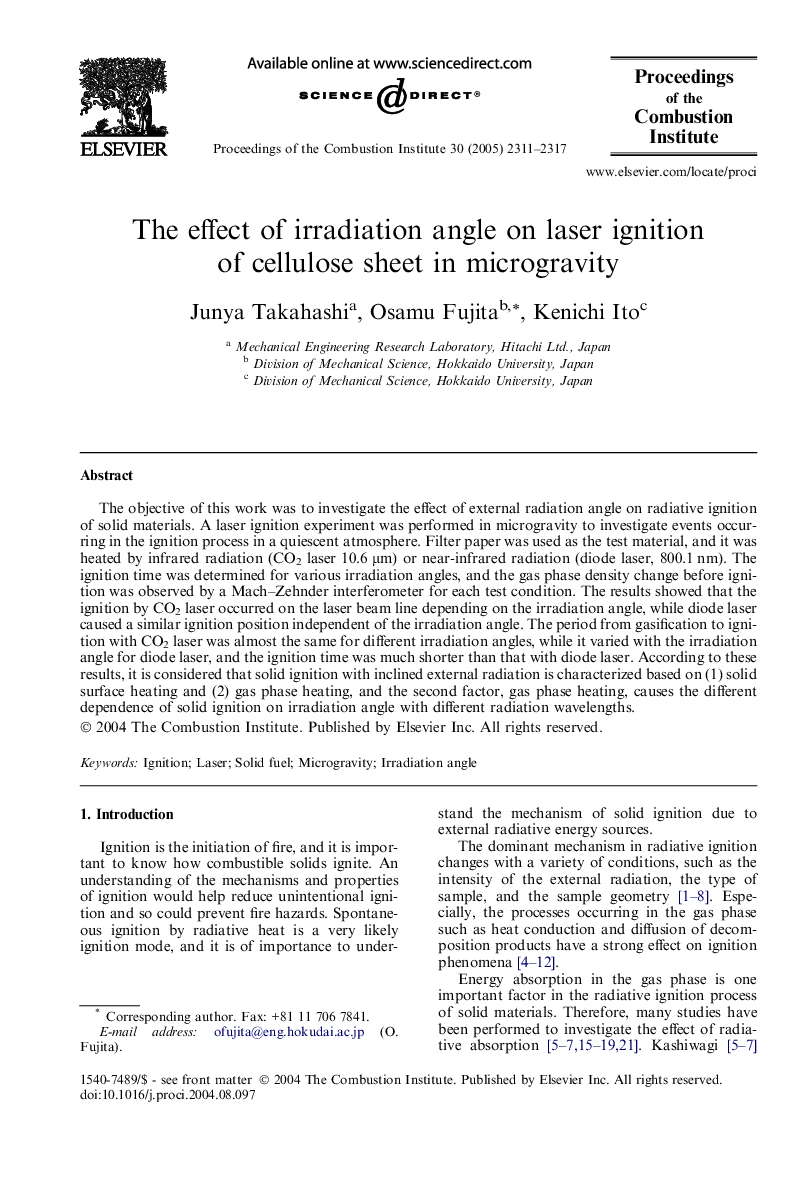 The effect of irradiation angle on laser ignition of cellulose sheet in microgravity