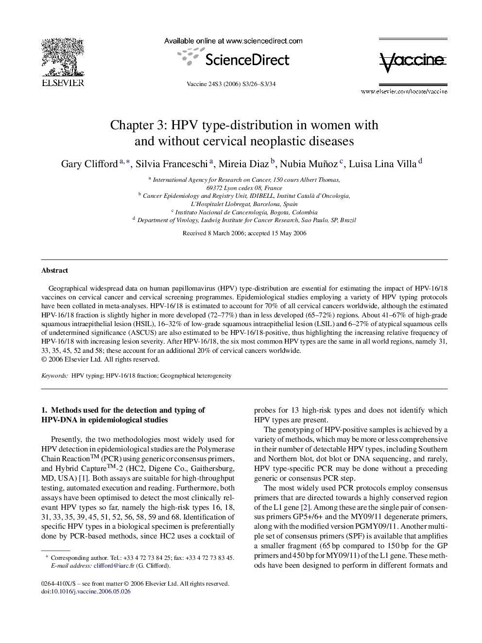 عکس صفحه اول مقاله: Chapter 3: HPV type-distribution in women with and without cervical neoplastic diseases Chapter 3: HPV type-distribution in women with and without cervical neoplastic diseases