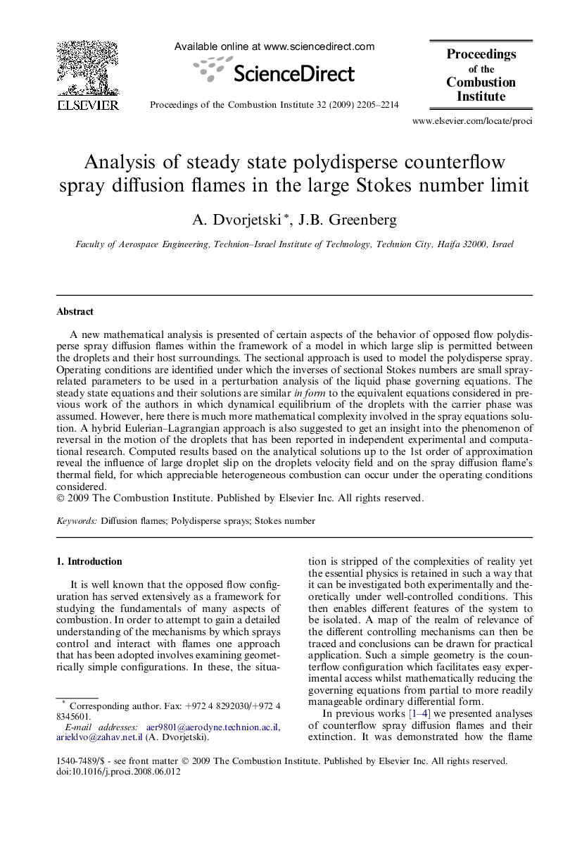 Analysis of steady state polydisperse counterflow spray diffusion flames in the large Stokes number limit