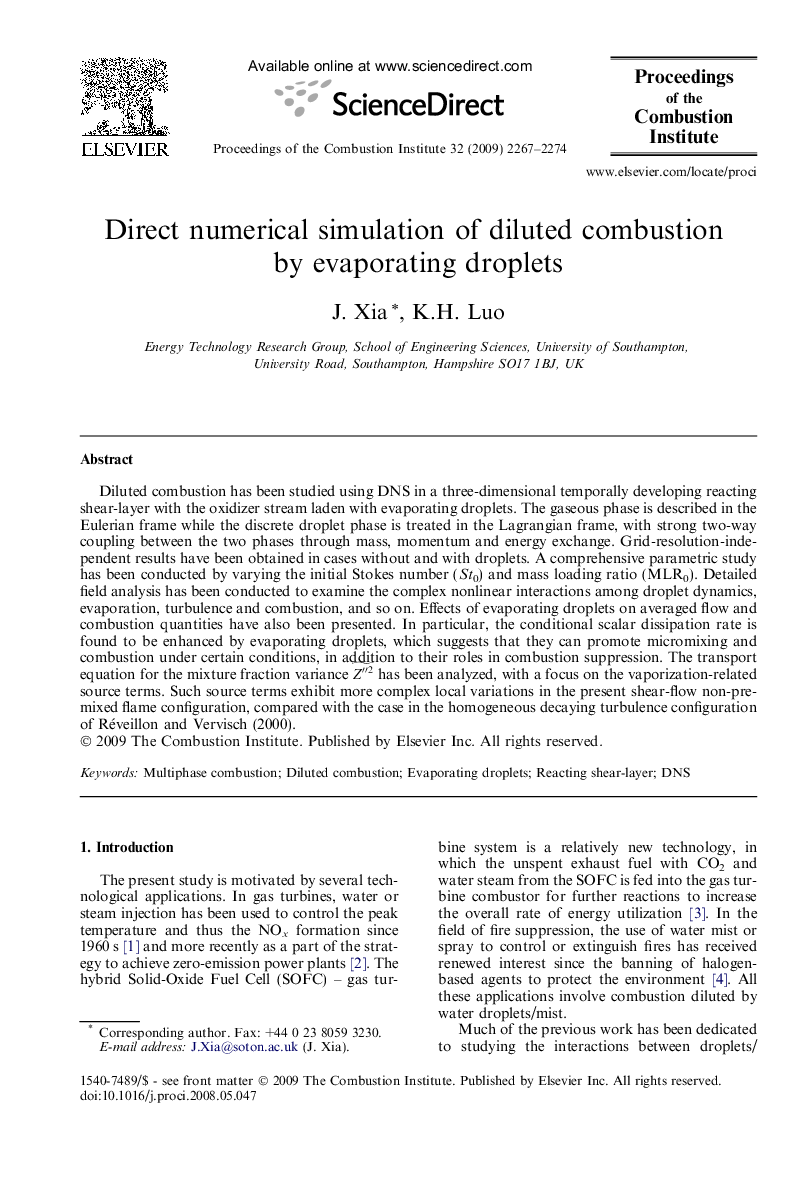 Direct numerical simulation of diluted combustion by evaporating droplets