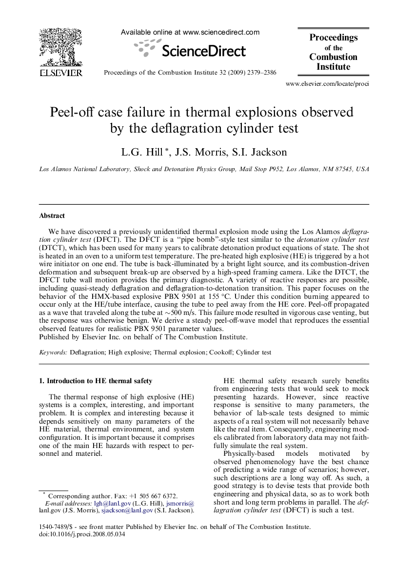 Peel-off case failure in thermal explosions observed by the deflagration cylinder test