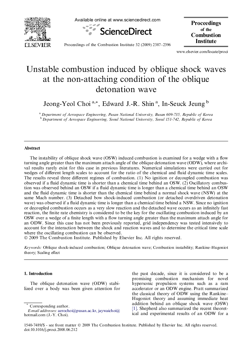 Unstable combustion induced by oblique shock waves at the non-attaching condition of the oblique detonation wave