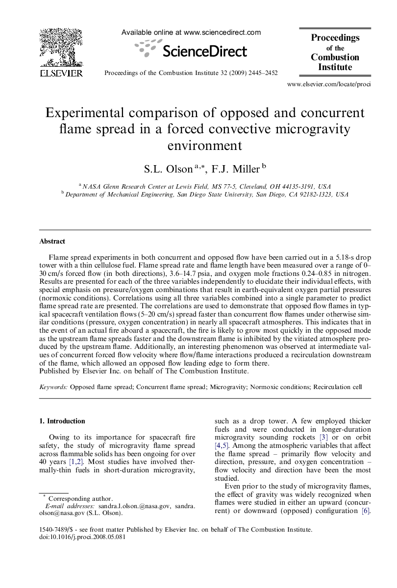 Experimental comparison of opposed and concurrent flame spread in a forced convective microgravity environment