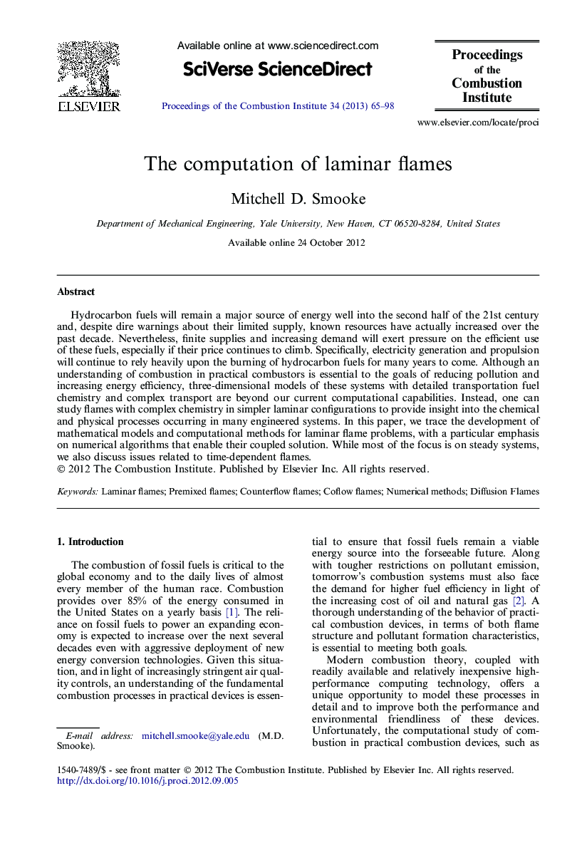 The computation of laminar flames